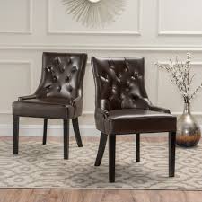 Shop with afterpay on eligible items. Harley Tufted Brown Leather Dining Chair Set Of 2