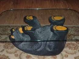 Another Bear Coffee Table But This One Has The Oval Glass Switched Out To A Rectangle Shape They Have Also Painted In Th Lodge Decor Painted Table Black Bear