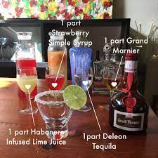 Strawberry Habanero Infused Margarita Equal Parts Deleon Tequila Strawberry Simple Syrup Habanero Infus Strawberry Simple Syrup Grand Marnier Deleon Tequila