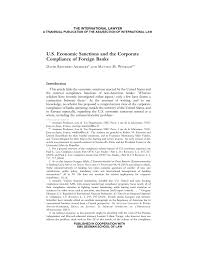 Pdf U S Economic Sanctions And The Corporate Compliance Of Foreign Banks