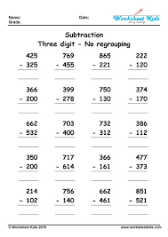 Each chart includes where … 3 Digit Subtraction Without Regrouping Worksheets Free Printable Pdf