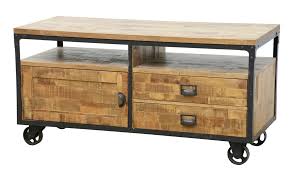 La desserte à roulettes delcia vous séduira par son style authentique! Meuble Tv A Roulettes 1 Porte 2 Tiroirs 2 Niches En Hevea Recycle Naturel Et Metal 120x50x60cm Loft Meubles Tv Pier Import