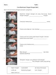 Terdapat tujuh langkah yang perlu diikuti untuk membasuh tangan dengan betul: Latihan Membasuh Tangan