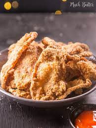 Crispy Chicken Skin With Creamy Cheese Sauce Much Butter Crispy Chicken Skin Recipe Pork Belly Recipe Oven Creamy Cheese