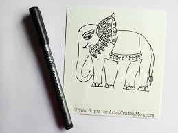 Madhubani painting is a folk art style which is decorated with hatched lines and bold colours. Easy Madhubani Elephant Bookmark Craft For Kids