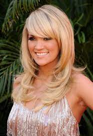 Carrie Underwood Layered Long Blonde Hairstyles With Bangs Hairstyles Weekly Carrie Underwood Hair Long Hair Styles Hair Styles
