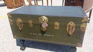 Vintage wilbur guth s steamer travel trunk with tray foot locker coffee table. Army Trunk Coffee Table Coffee Table Trunk Coffee Table Home Decor