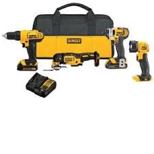 Dewalt 20 Volt Max Lithium Ion Cordless Combo Kit 4 Tool 2 1 5ah Batteries Charger Bag Dck444c2 The Home Depot In 2020 Combo Kit Dewalt Woodworking Plans Free