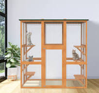 Large Catio Outdoor Cat Enclosure, Wooden Cat Cage Indoor Playpen For  Resting Box Bridges Hammock Ladder 76 L X 36 W 6