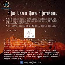 Mad lazim mukhaffaf harfi cara baca dan contohnya part 19 belajar tajwid. Infotajwid Mad Lazim Harfi Muthaqqal Geng Ngaji Online Facebook
