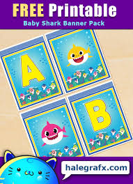 This simply decorated baby shark cake, plus a few colorful frills, will bring the theme to life. Free Printable Baby Shark Alphabet Banner Pack