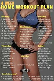 4 Week No Gym Home Workout Plan With Images At Home Workout Plan Workout Plan Fitness Body