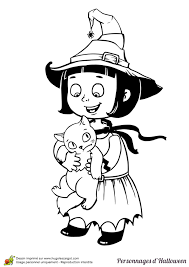 Coloriage sorciere les beaux dessins de personnages imprimer. Coloriage D Une Fillette Deguisee En Sorciere Pour Halloween Avec Son Chat