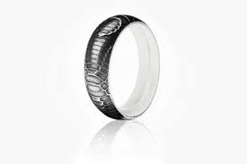 Python Damascus Steel Ring With Silver Interior Products