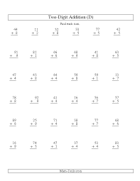 Two Digit Plus One Digit Addition 36 Questions D Addition Worksheet Addition Worksheets Decimals Addition This Or That Questions