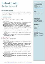 big data engineer resume samples