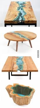 Prices for custom made live edge wood and epoxy resin countertops, table tops and bar tops start at $800. Wood Tables Embedded With Glass Rivers Driftwood Furniture Furniture Design Wood Table