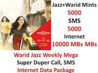 Warid Jazz Weekly Mega Super Duper Call Sms Internet Data Package Sms Jazz Internet Packages
