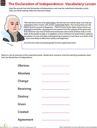 Vocab In History Declaration Of Independence Worksheet Education Com Social Studies Worksheets Declaration Of Independence 5th Grade Social Studies