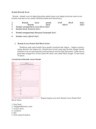 Pada surat resmi terdapat beberapa bagian seperti nomor surat, kode surat serta bulan dan tahun pembuatan. Style Surat Resmi Docx