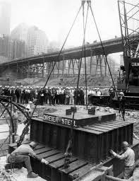 The model is showing the construction around 1971. World Trade Center History See 1960s Construction Photos Time
