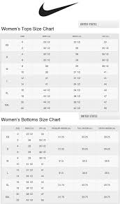 nike womens size chart nike tennis