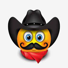 Emoticon Sonriente Lindo Con El Sombrero De Vaquero Del Bigote Que Lleva Y El Emoji Rojo De La Bufanda Smiley Vector Funny Emoticons Cute Emoji Emoji Images