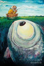 Above is an old man on a boat while below the silent waters is a creature and wonders that one could ever imagine. The Oldman And The Sea Painting By Teodor Severyn