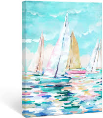 Know where to safely dispose of old paint. Amazon Com Sumgar Ocean Wall Art Teal Coastal Decor Colorful Sailboat Artwork Nautical Pictures Blue Watercolor Canvas Prints Aesthetic Framed Painting For Living Room Bedroom Bathroom Beach House 16 X 24 Posters
