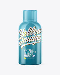 Bottle In Glossy Shrink Sleeve Mockup In Bottle Mockups On Yellow Images Object Mockups