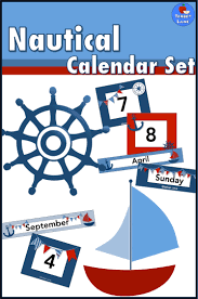 Nautical Classroom Theme Calendar Pocket Chart Printable