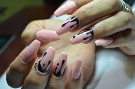 Natural Color Dripping Ballerina Nails Freehand Ballerina Nails Designs Ballerina Nails Drip Nails