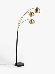 John Lewis Partners Hector 3 Arm Arched Floor Lamp Antique Brass Black Arched Floor Lamp Floor Lamp Brass Lamp