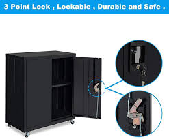 The garage isn't just a place to park your car anymore. Buy Gedelite Metal Storage Cabinet With Shelf And Wheels Steel File Cabinet For Home Office Garage Cabinet Black Online In Turkey B094n3wyz9