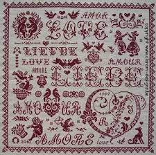 Plus, use our caption/border maker tool to chart your own words. Valentine Sampler With Ancient Red Cross Stitch Words Love And Cross Stitch Motifs Cross Stitch Samplers Red Cross Stitch Cross Stitch Sampler Patterns