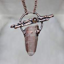Scarlet Temple Lemurian Necklace Copper Electroformed Jewelry Metal Jewelry Handmade Crystal Point Necklace