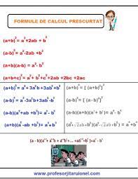 Tu, vitorule om de succes, vei primi aici sustinere si indrumare ghidata, pentru. Download Tabel Cu Toate Formulele De Calcul Prescurtat Pdf Jitaruionelblog Pregatire Bac Si Evaluarea Nationala 2021 La Matematica Si Alte Materii Materiale Lectii Formule Exercitii Rezolvate Matematica Gimnaziu Si Liceu Teste