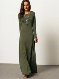 Army Green Long Sleeve Maxi Dress Fashion Maxi Dress With Sleeves Maxi Dress