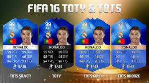 Toty will be announced and released into packs on the 22nd so far it's unconfirmed how the toty items will be released into packs. Cristiano Ronaldo Fifa 16 Card