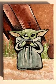 Baby Yoda Painting Star Wars The Mandalorian Mini Canvas Art Star Wars Canvas Painting Star Wars Painting