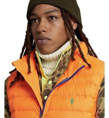 Polo Ralph Lauren Men's Puffer Vest Size XL Packable Racing Orange MSRP  $188