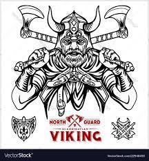 viking warrior with big crossed axes vector image on voin viking vikingi risunok