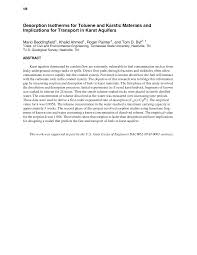 Desorption Isotherms for Toluene and Karstic Materials and Implications for  Transport in Karst Aquifers