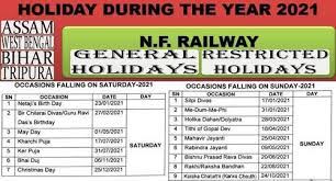 Holiday List During The Year 2021 For Offices Of N F Railway Situated In Assam West Bengal Bihar Tripura In 2021 Holiday List Bihar Tripura