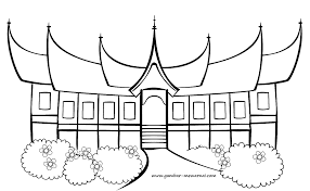 Gambar rumah ini tidak dibuat detail karena. Mewarnai Rumah Gadang Adat Minangkabau Contoh Gambar Mewarnai