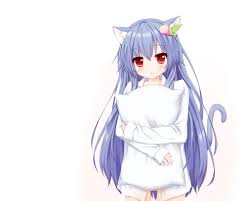 Manga style girls with toy. Blue Haired Anime Cat Girl Wallpapers Wallpaper Cave