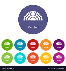 Fan Chart Icons Set Color