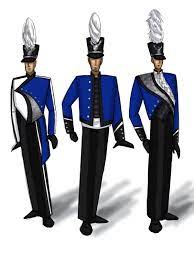 Uniform Ideas Based On The Santa Clara Vanguard And Their Cadet Corps The Middle Design Was A Revisi Marching Band Uniforms Band Uniforms Color Guard Uniforms