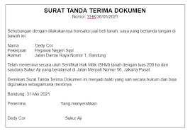 Nomor resmi bukti penyerahan dokumen (biasanya dikeluarkan oleh perusahaan pengirim). Contoh Surat Tanda Terima Uang Dokumen Dan Barang