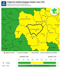 Département de la loire (42). Un Risque De Grele Et Une Vigilance Jaune Orages En Haute Loire Ce Vendredi Le Puy En Velay 43000